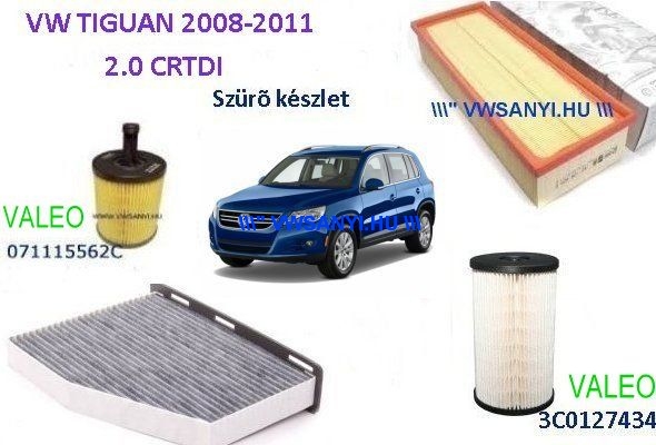 Olajcsere szürőszett VW TIGUAN 5N 2.0 crtdi 2008-2011