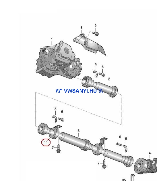 Kardánfelfüggesztő csapágy VW Transporter T5 4 Motion első 