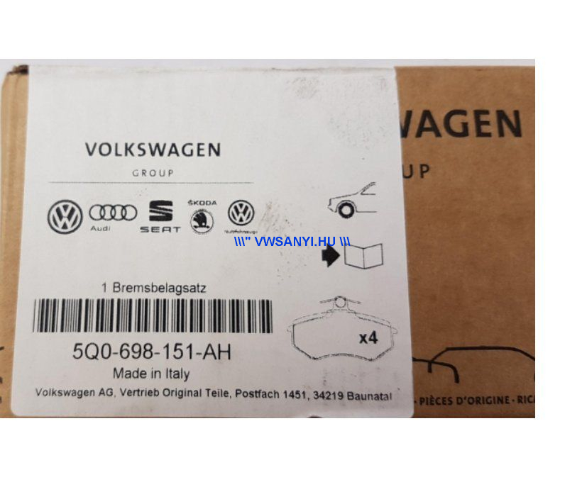 Original gyári első fékbetét készlet 5Q0698151AH Original gyári első fékbetét készlet 5Q0698151AH
